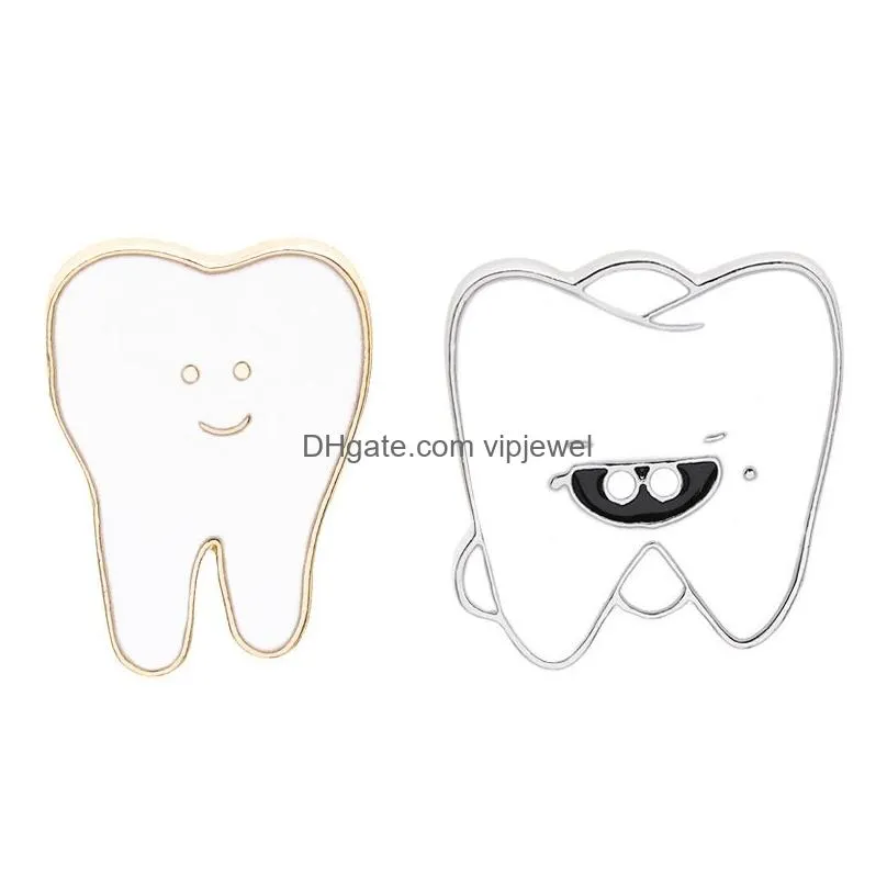 cute cartoon smile teeth brooch for boys lapel pin hat/bag pins denim shirt creative enamel pin brooch jewelry gifts for dentist