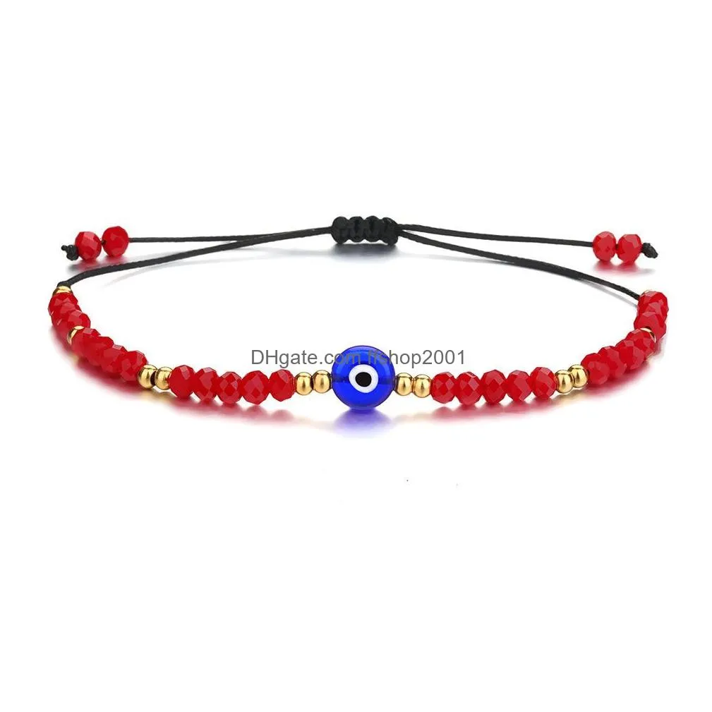 braided evil blue eye bracelet handmade jewelry colorful crystal beads bracelets for women girl