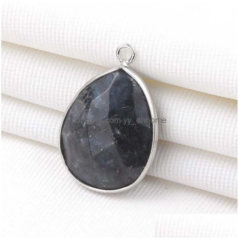 2019 natural black flash stone charm handmade pendant for necklace charms jewelry making accessories diy