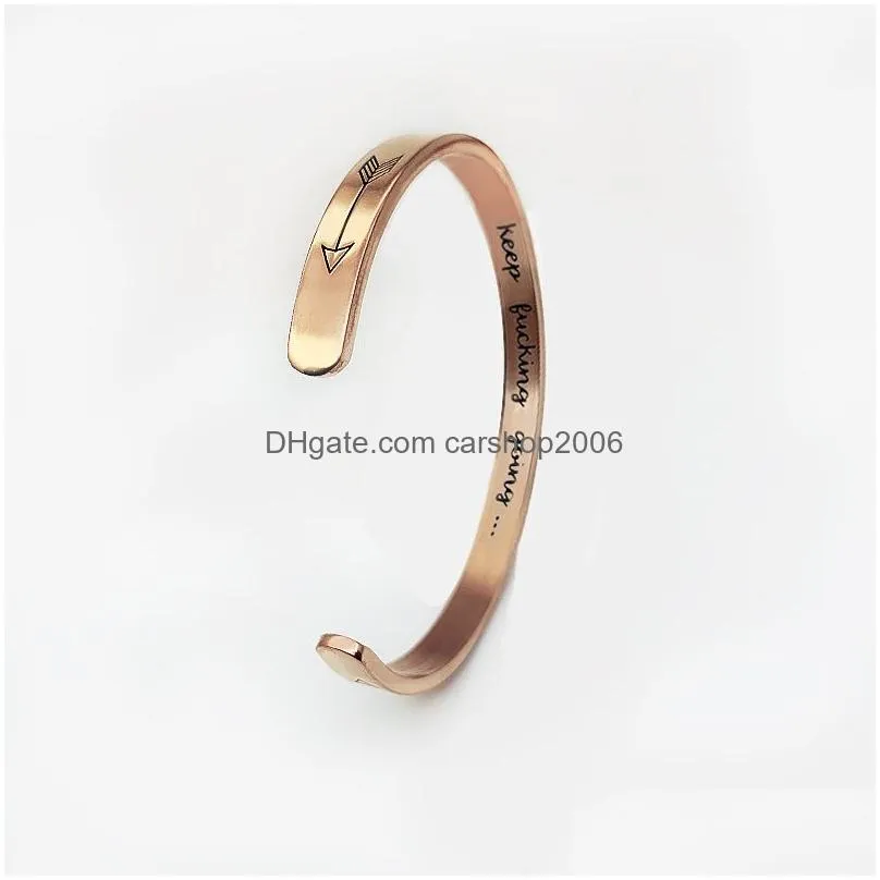 3 color personalised gifts engrave cuff bracelet bangles love arrow for lovers women men stainless steel open bracelets bangles