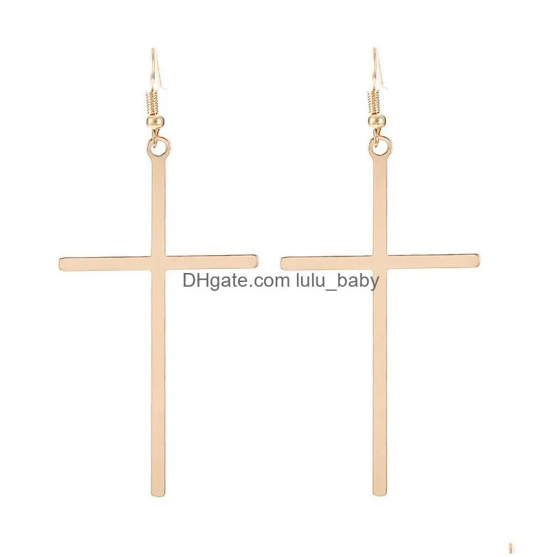  est cross punk dangle earrings men female designer jewelry party gift unisex korea style charm hanging hook earrings