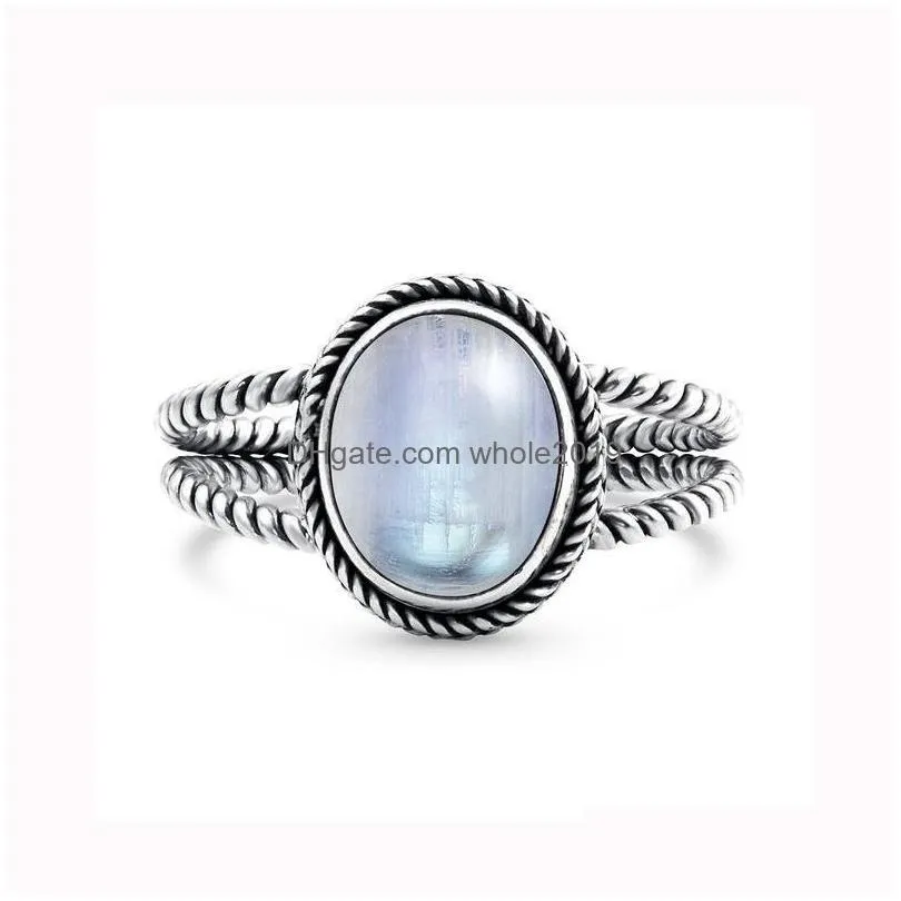 vintage tibetan horse eye big moonstone ring indian antique silver round rings wedding jewelry for women girl ladies gift