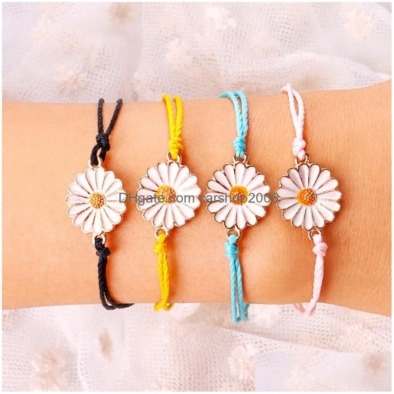  arrival wax thread woven bracelets chrysanthemum flower shape charm bracelets for women colorful simple holiday summer jewelry
