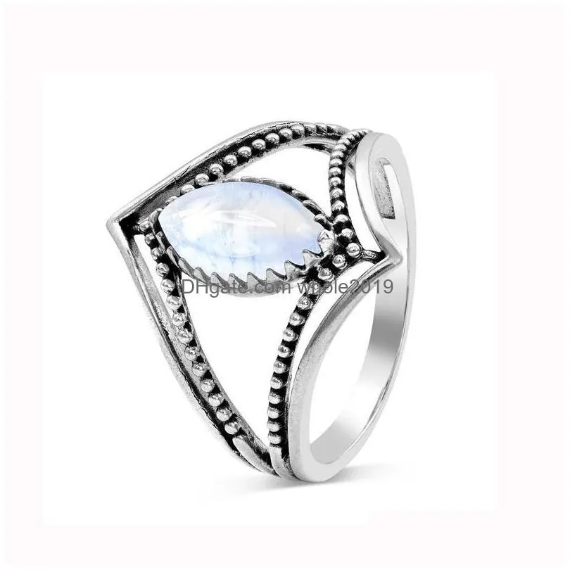 vintage tibetan horse eye big moonstone ring indian antique silver round rings wedding jewelry for women girl ladies gift