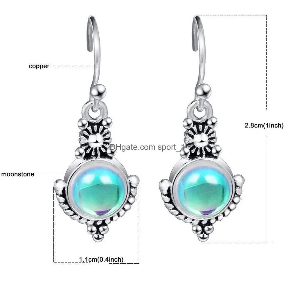 ethnic bohemia dangle drop moonstone earrings for women tibetan silver earring vintage earings fashion jewelry party gifts