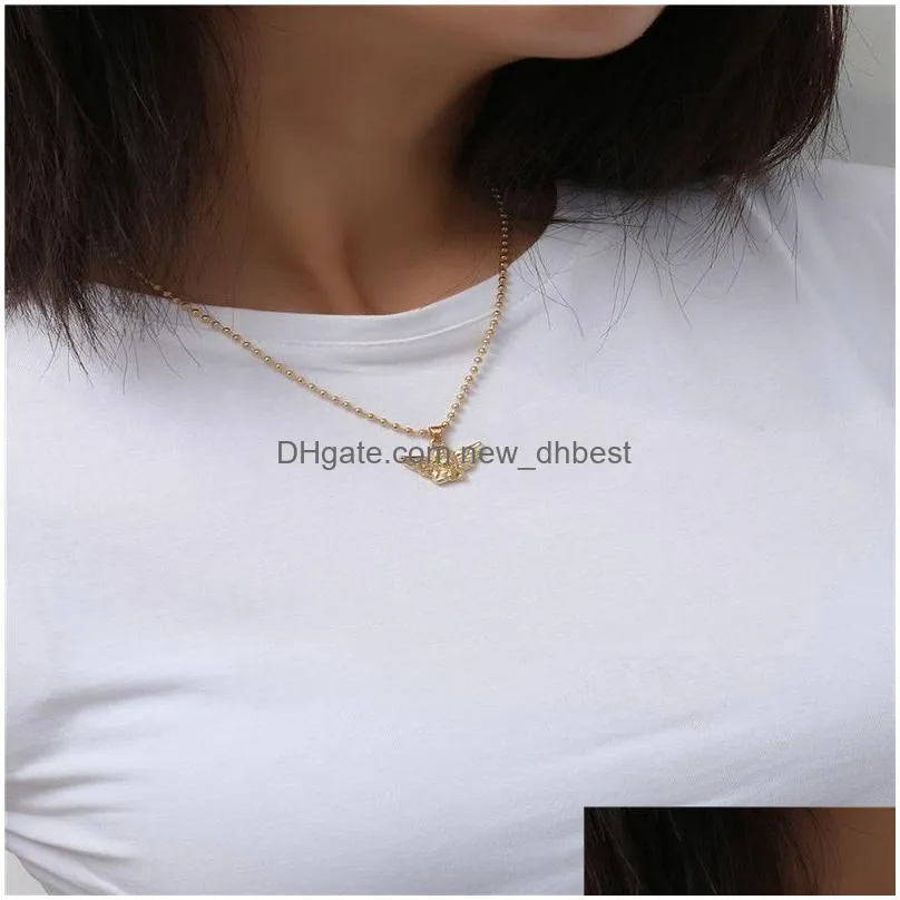 2019 fashion angel pendant choker necklace for women girls best friends alloy beads boho chain necklace collier wholesale summer