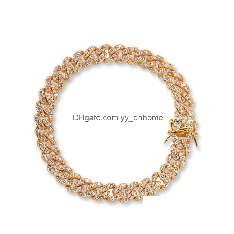 women anklets bracelet iced out cuban link anklets bracelets gold silver pink diamond hip hop anklet chain jewelry
