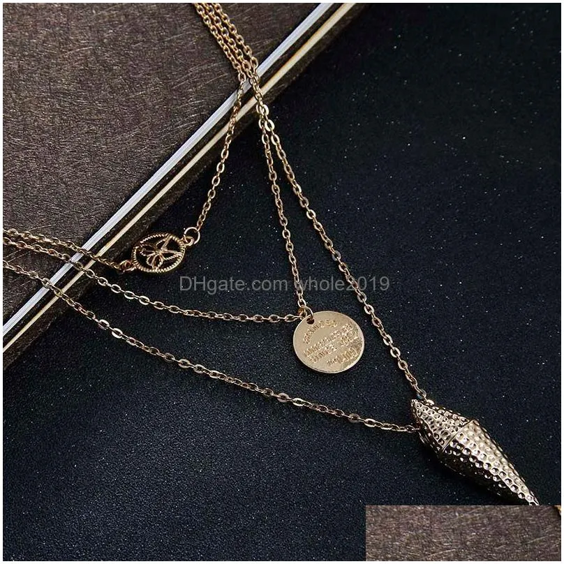 new fashion multi layer necklace star coin simple gold silver color necklaces gift for women girl wholesale jewelry