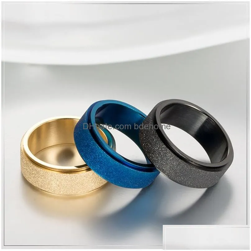 8mm sandblast wedding rings for men women stainless steel black blue gold engagement promise ring fashion jewelry accessories best