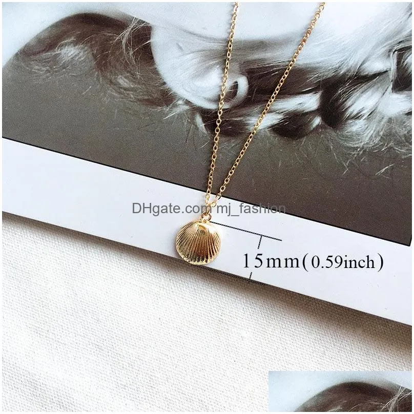 fashion gold color alloy cowrie shell necklace for women conch chain starfish pendant necklaces summer design jewelry 2019