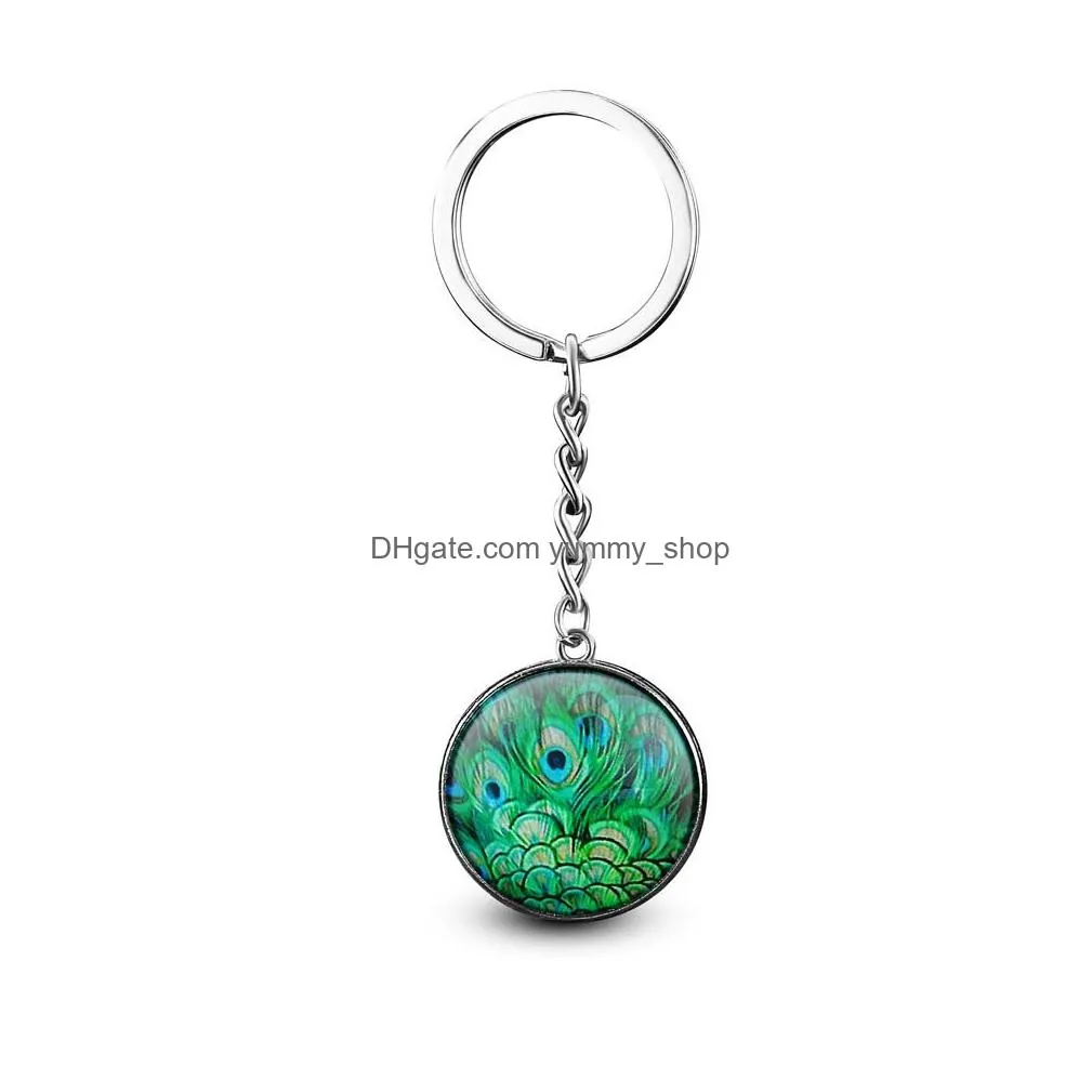  design crystal keychain unique art peacock wiggling feather key holder handmade animal pattern keyring for women girls personalized