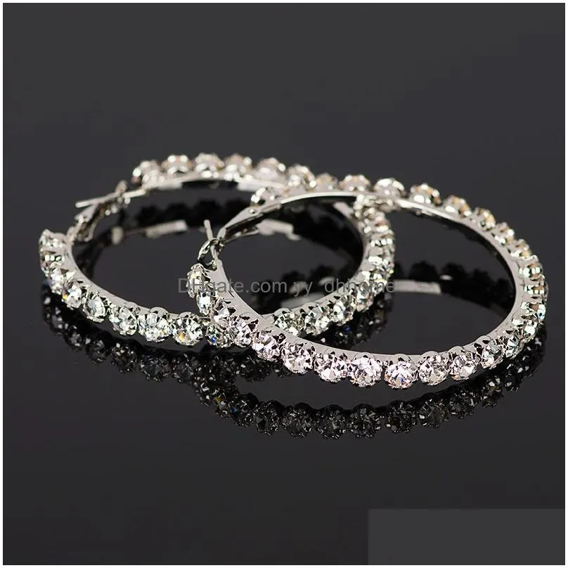  design crystal rhinestone hoop earrings gold sliver big hoop circle earring fashion jewelry for women party accessories