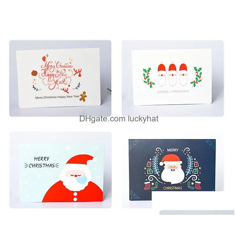 8 pcs/lot christmas card snowman santa claus christmas greeting card with envelope mini greeting thank you card new year gift cards