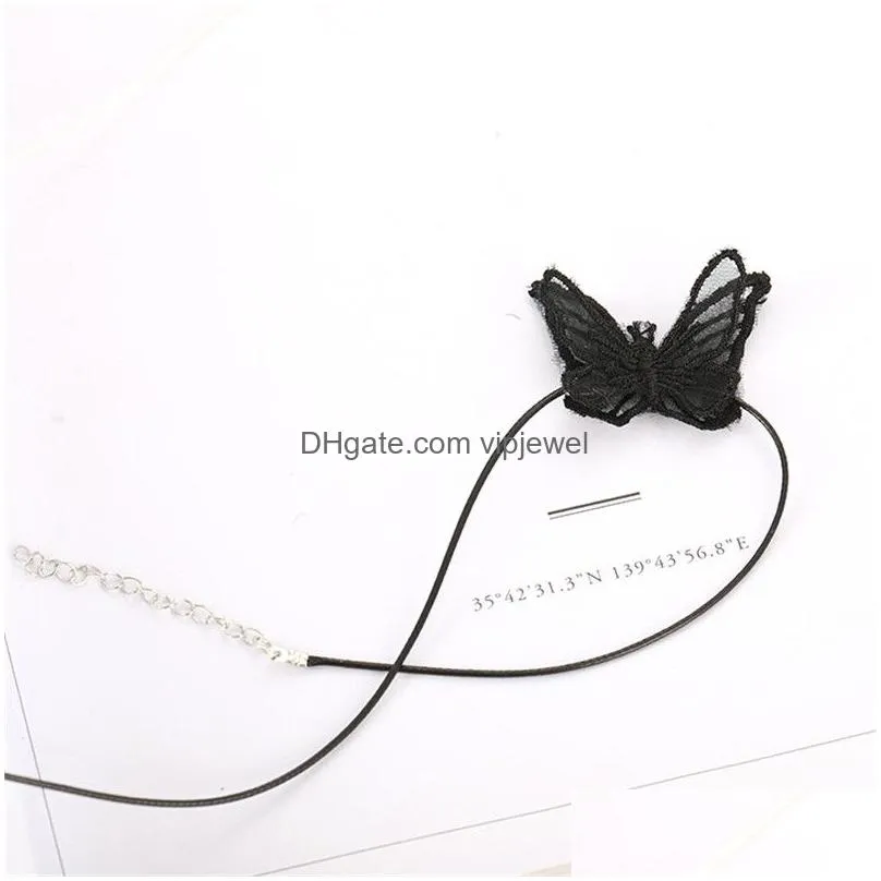 white / black lace butterfly necklace charm butterfly choker jewelry for women accessories wholesale 2019 summer love