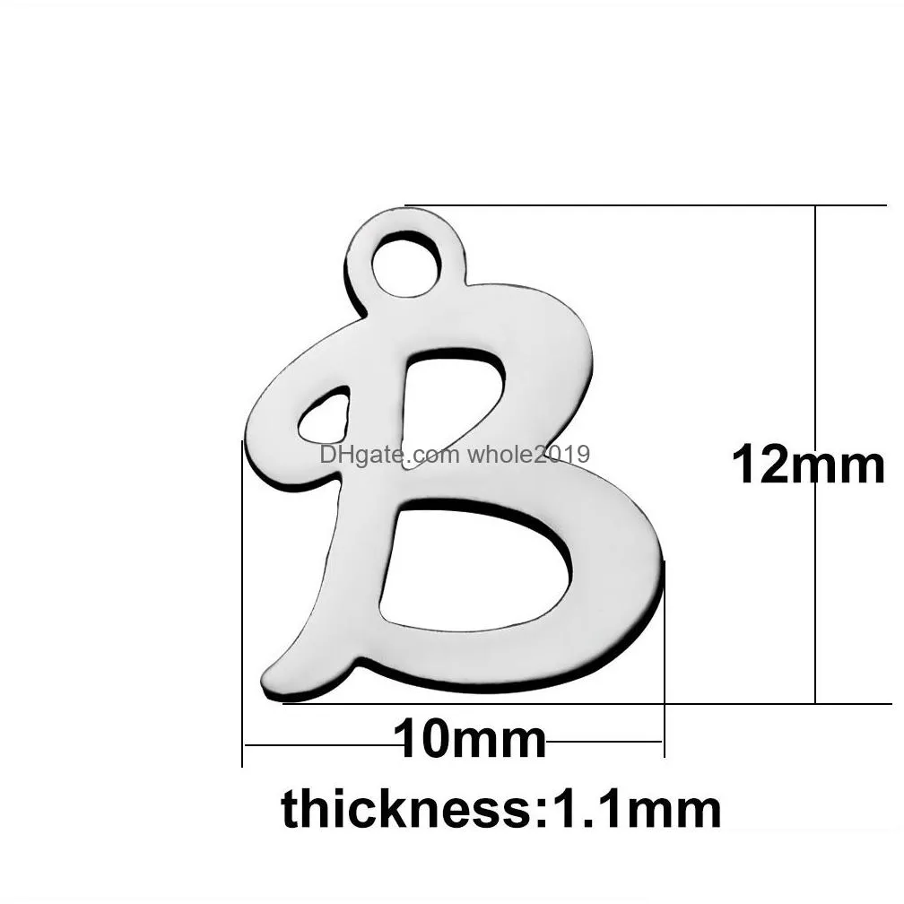 high polished stainless steel 26 alphabet pendant charms az initial letters charm fit original bracelet necklace for women men diy