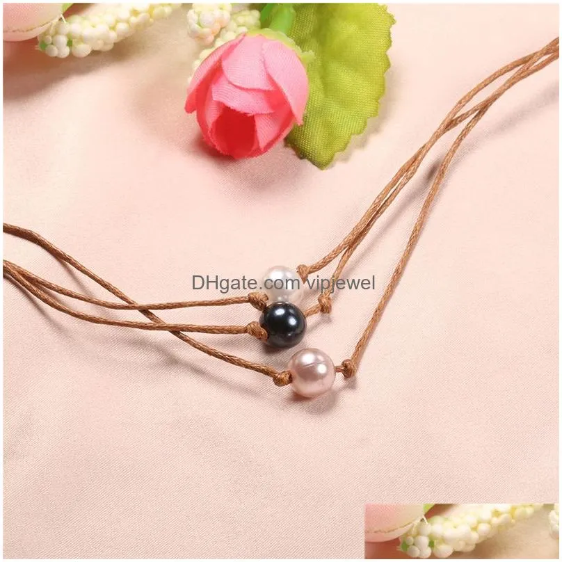 summer beach rope anklets imitation black white pink pearl adjustable foot chain anklet bracelets for women bohemian jewelry