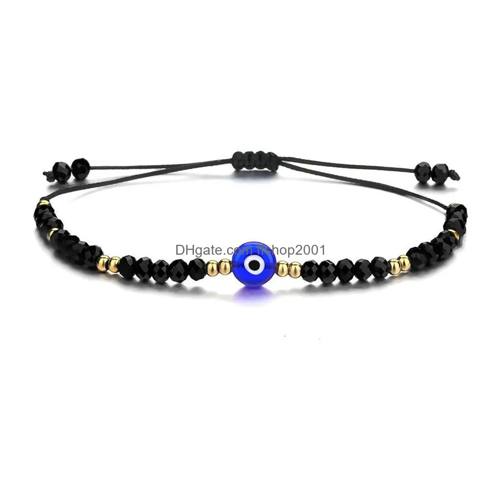 braided evil blue eye bracelet handmade jewelry colorful crystal beads bracelets for women girl