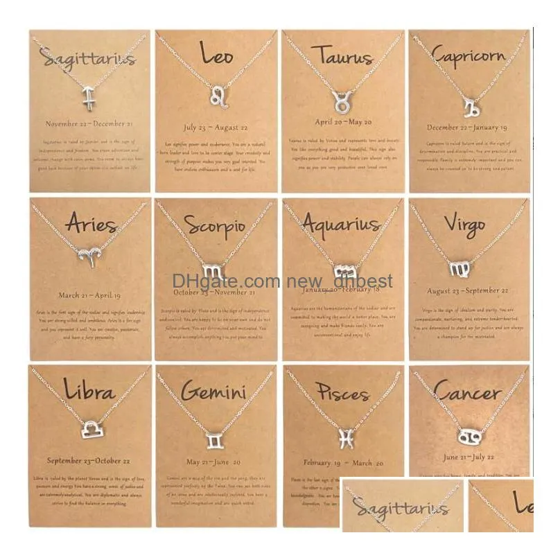 18k gold plated zodiac necklace stainless steel astrology jewelry for women girls 12 constellation pendant with message card birthday