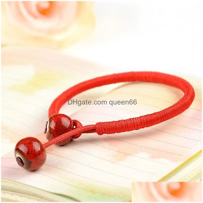 women lucky bracelets bead red string ceramic bracelets bangles handmade for men women accessories lovers lucky jewelry