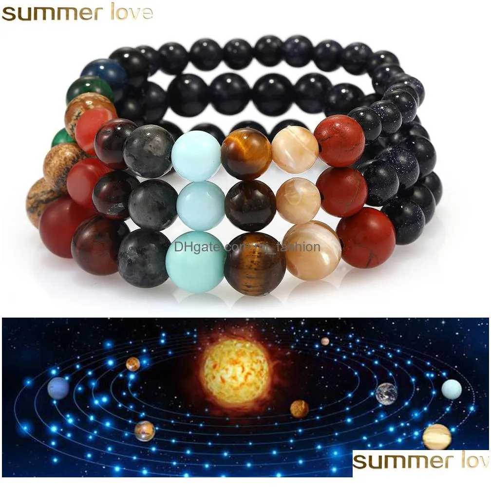 new men bracelet universe galaxy the eight planets bead bracelet natural stone universe yoga solar chakra bracelet for women men