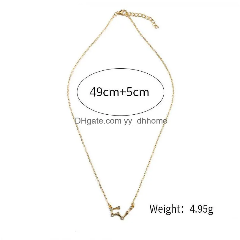 zodiac sign necklaces 12 constellations gold silver color necklace with cubic zirconia charm for women girls birthday friend jewelry
