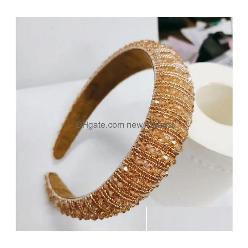 highgrade sponge headband simple widebrimmed handmade beaded temperament hairband hair accessories for women girls christmas gift