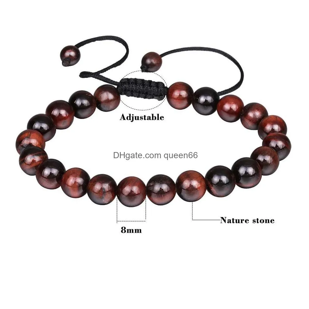 tiger eye beads men bracelet handmade rope braided natural stone beads bracelets for men and women custom design bracelet