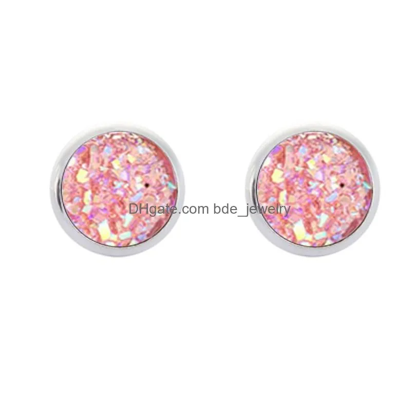  arrivel round gypsophila crystal stud earring 9 colors hypoallergenic engagement wedding stud earrings for women
