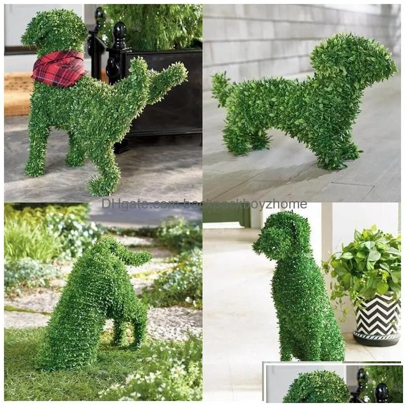 garden decorations decorative peeing dog topiary flocking scptures statue without ever a finger to prune or wate dh9iz