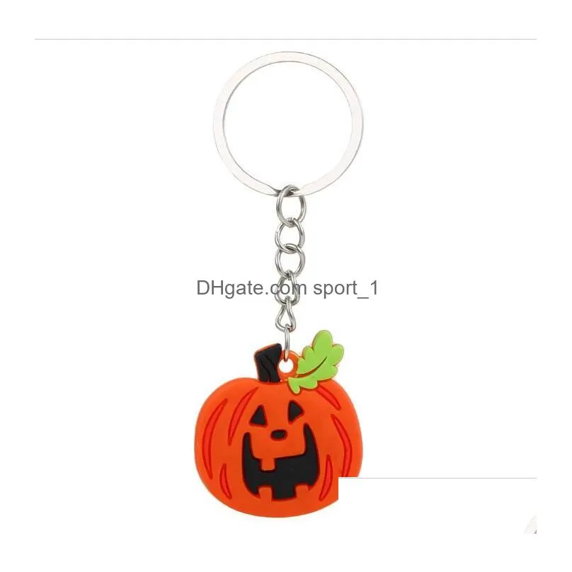halloween keychains pvc soft silicone pumpkin cartoon keychain bag decoration pendant gifts wholesale