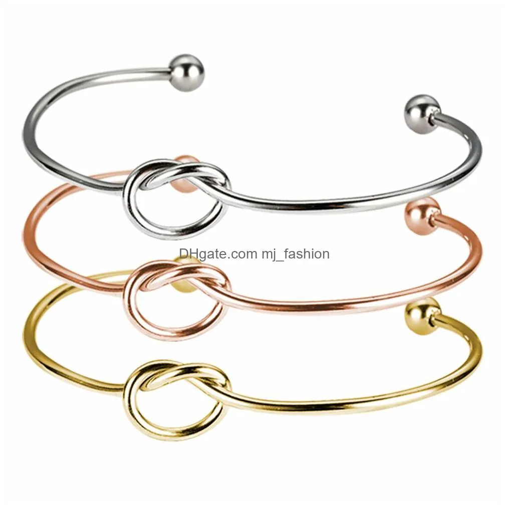 stainless steel knot bracelet rose gold silver gold color bangle heart charm bracelet love bangles can engrave name bridesmaid wedding