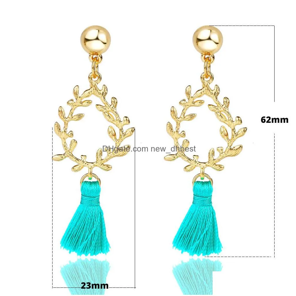 new fashion boho ethnic crystal beads long tassel drop earrings ethnic fashion bohemian colorful tassel earrings hollow waterdrop shape
