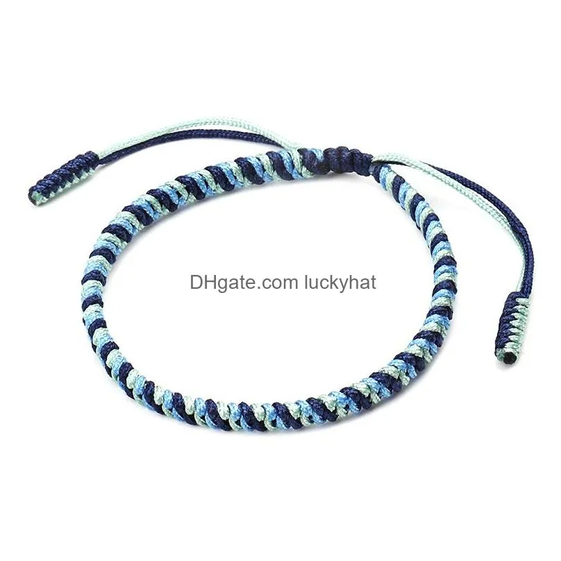 handmade tibetan buddhist bracelet lucky rope bangles three color thread adjustable knots bracelets for women men wrist jewelry