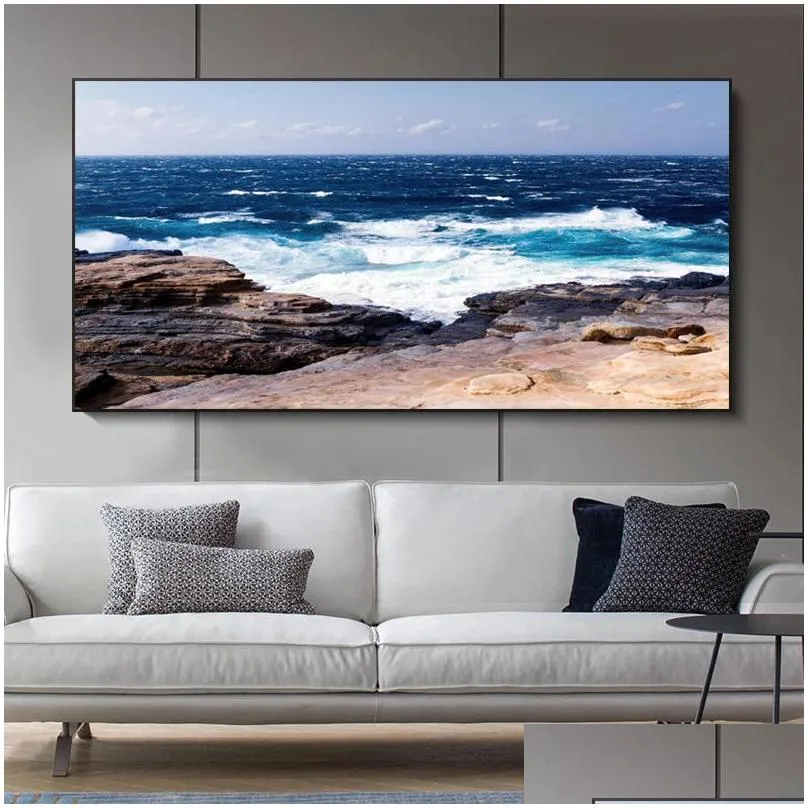 beach landscape canvas painting indoor decorations wood bridge wall art pictures for living room home decor sea sunset prints
