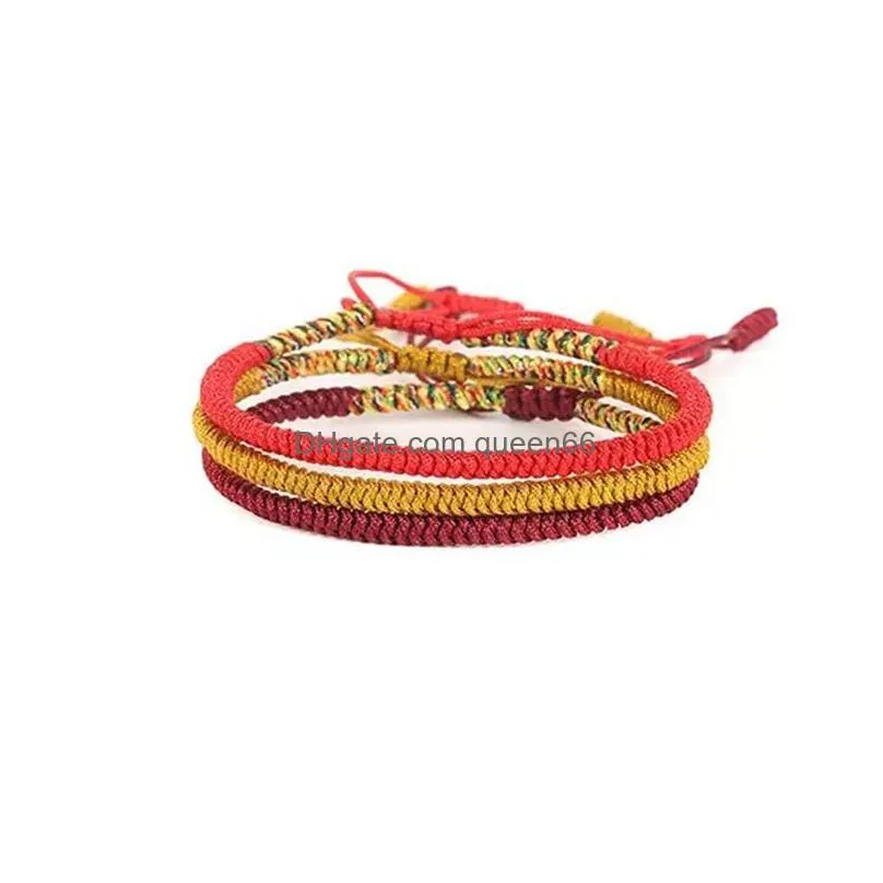 handmade 3pcs/set knots rope bracelet multi color tibetan buddhist good lucky charm tibetan braided bracelets bangles for women men