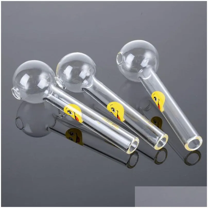 2022 15cm smile face clear pyrex glass oil burner pipes for oil rigs water glass bongs smoking accessories sw15