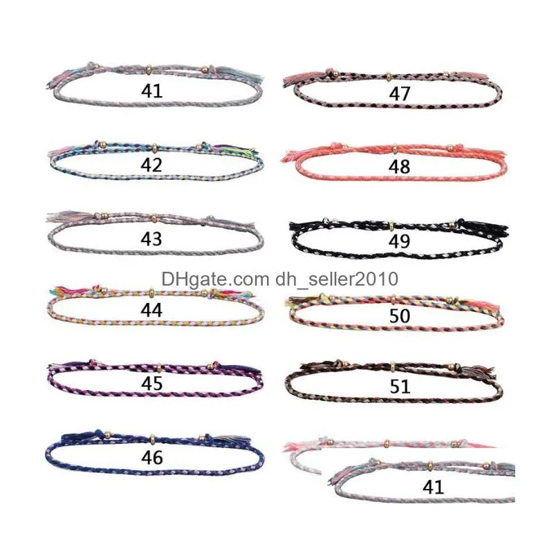 52colors handmade woven braided rope friendship bracelet beach bohemian polyester thread weave string bracelets for women men christmas gift