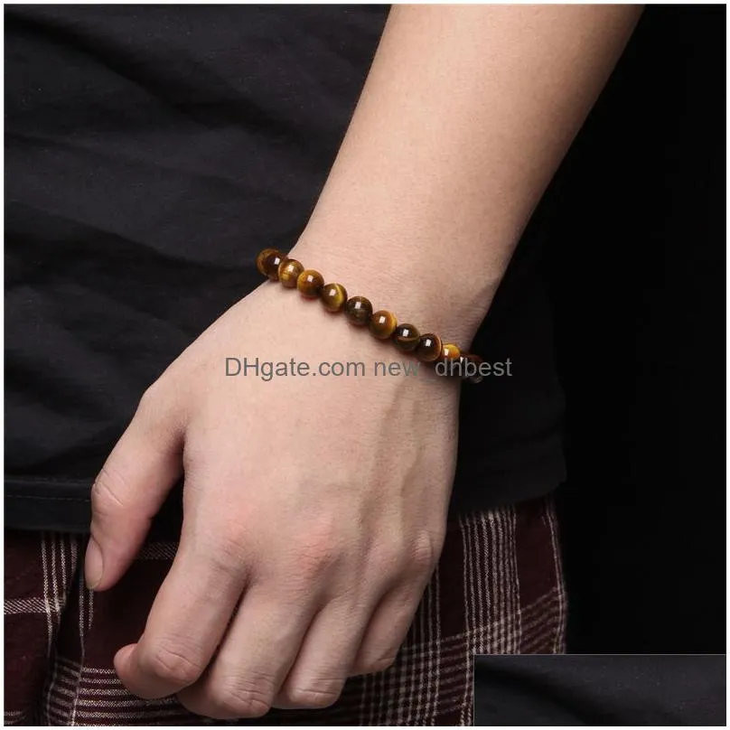 high quality natural stone lapis tiger eye beaded bracelets strands for women men fashion energy bracelet elastical jewelry gift