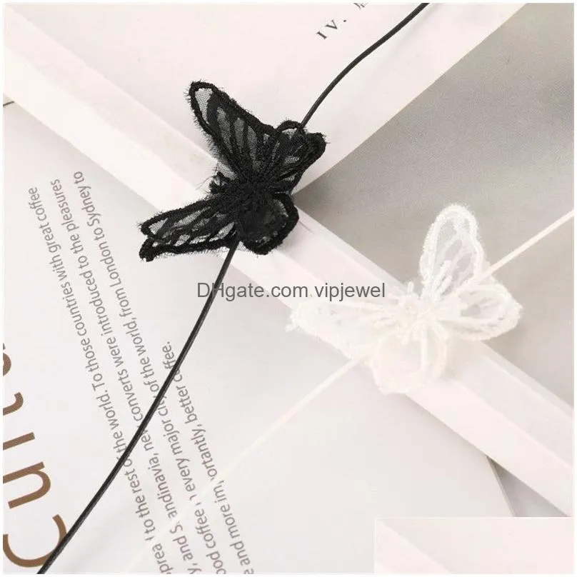 white / black lace butterfly necklace charm butterfly choker jewelry for women accessories wholesale 2019 summer love