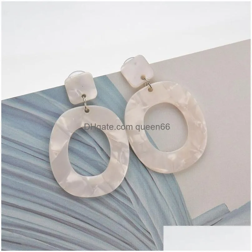new fashion acrylic acid resin drop earrings oval dangle earrings for women long pendant earrings fashion jewelry 4 colors