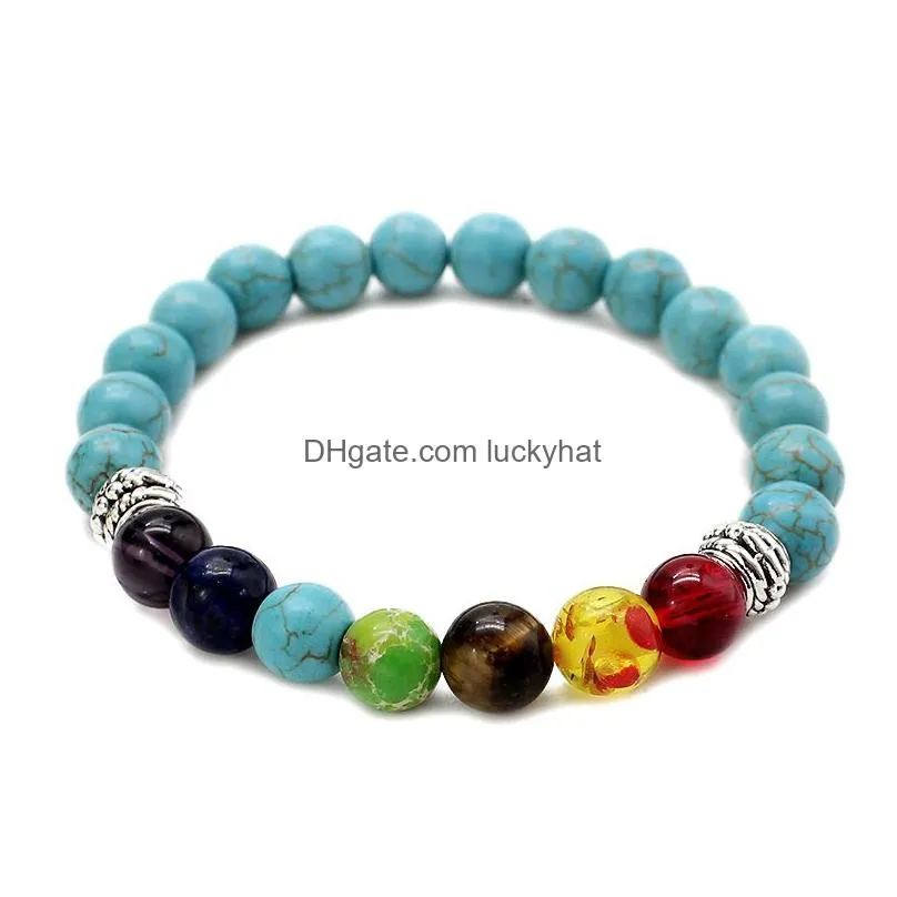 fashion 7 chakra bracelet lava volcanic stone bead bracelets natural stone yoga bracelet healing prayer balance buddha beads bracelets