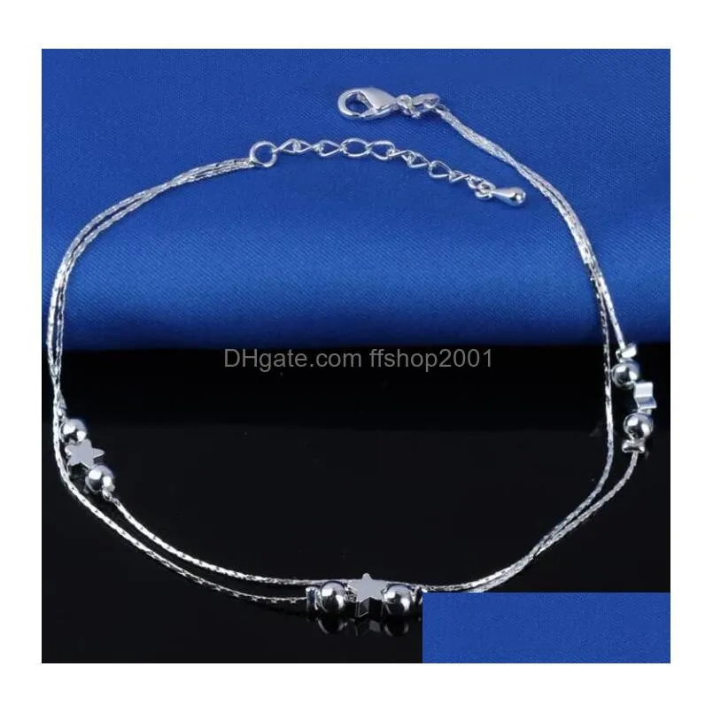 925 sterling sliver anklets bracelets for women foot jewelry inlaid zircon anklet bracelet on a leg personality gifts