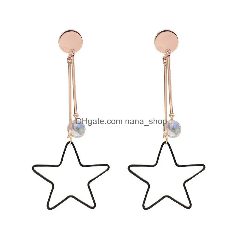 fashion korean geometric star dangle earrings simple multi layer gold color drop irregular crystal earring for women jewelry gift