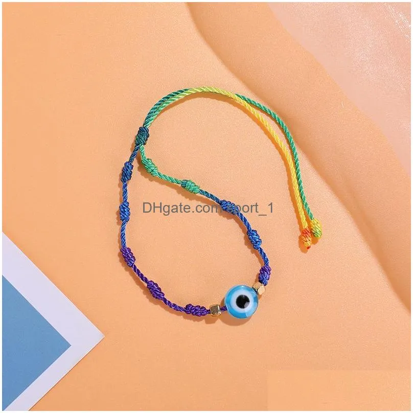 turkish eye bracelets handmade braided 7 knots lucky evil blue eye bracelet friendship jewelry