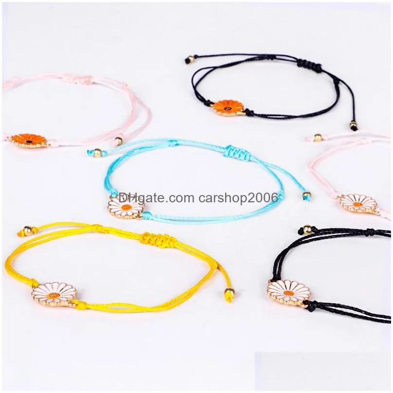  arrival wax thread woven bracelets chrysanthemum flower shape charm bracelets for women colorful simple holiday summer jewelry