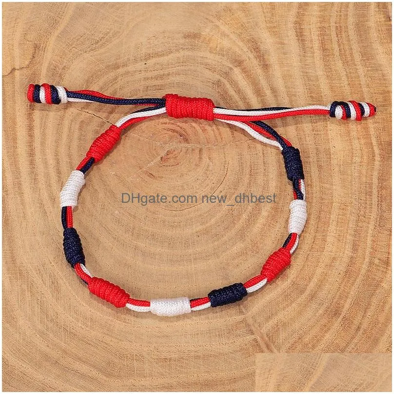 american national day string bracelet handmade red white blue flag color independent day bracelets
