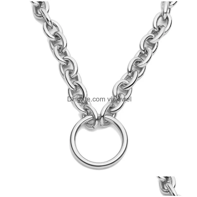 chain choker oring necklace punk heavy link chain necklace and bracelet set biker heavy gole silver jewelry for men women