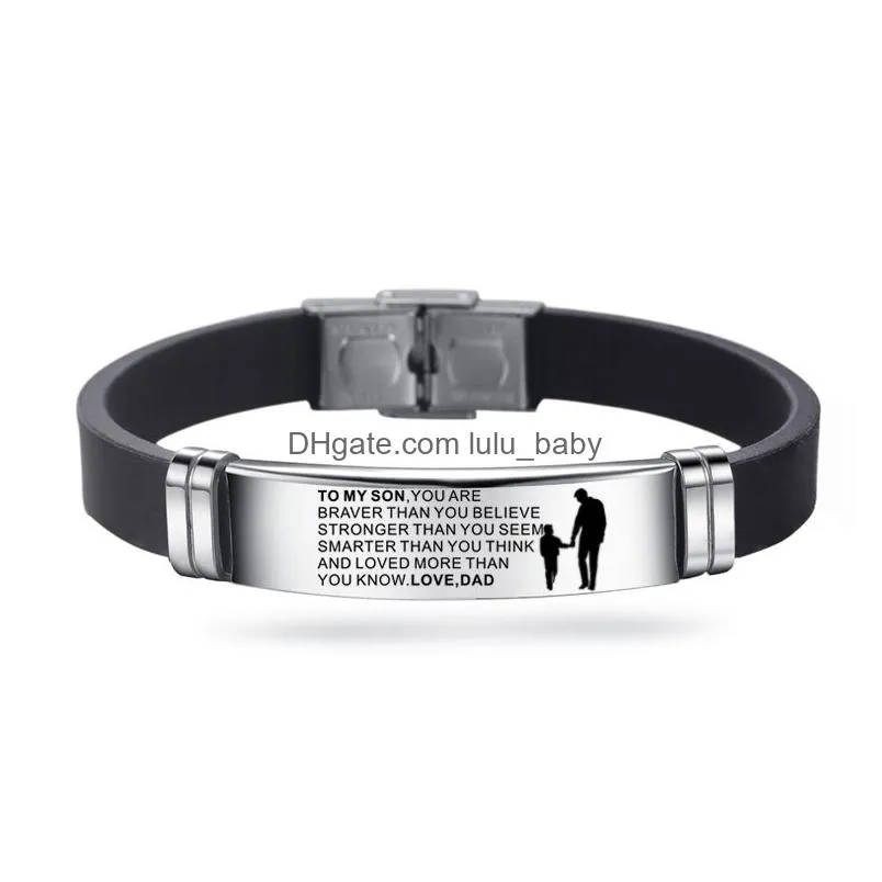 mens bracelet to my son never forget that i love you from mom dad courage silicone bracelets for men boy love gifts jewelry