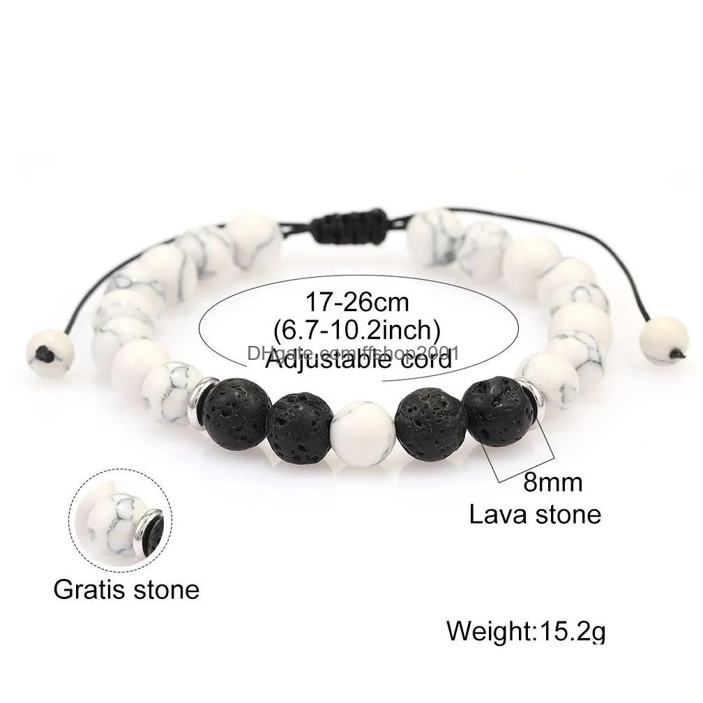 8mm black lava stone beads bracelets natural tiger eye stone volcanic rock beaded hand strings diffuser elastic yoga chakra men