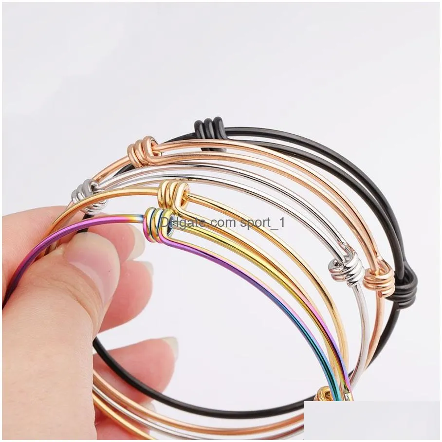 stainless steel expandable wire bangle bracelet for kids women diy wholesale 1.8mm simple adjustable gold bracelets womens jewelry